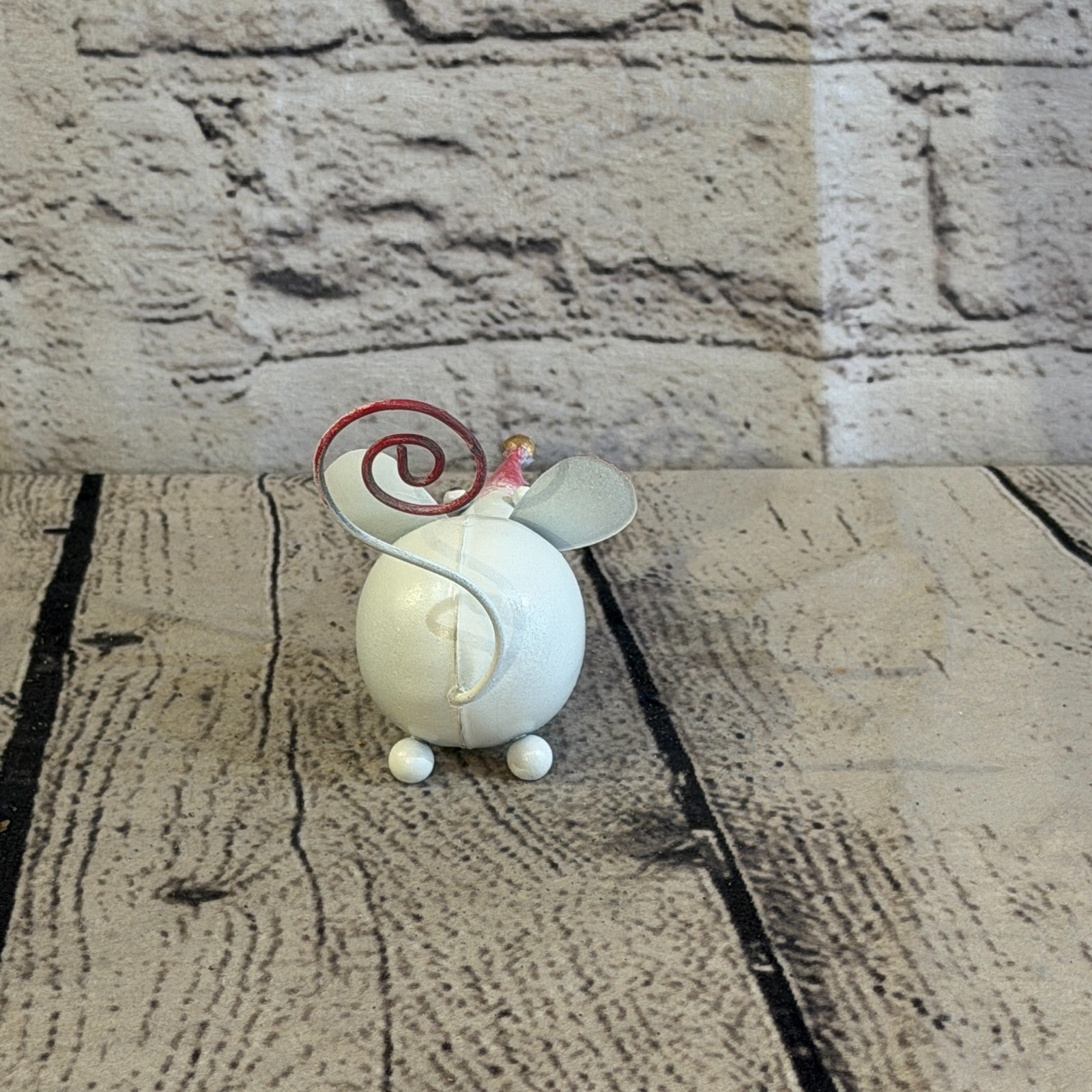 10cm x 8cm Small Colourful White Mouse Rat Metal Tin Standing Ornament Statue4