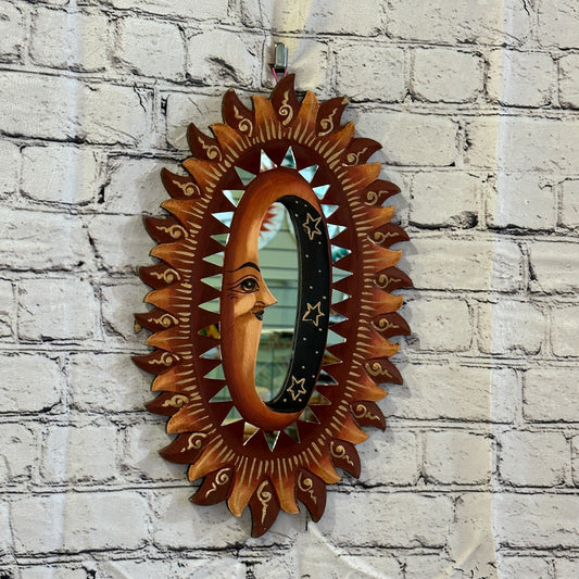 Red Full Moon Mosaic Tile Wall Mirror 40cm x 25cm 16 Inches Handmade Fairtrade0