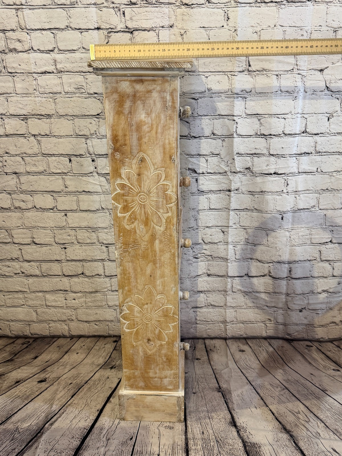 100cm x 25cm White 5 Draw Pillar Wooden Side Cabinet Living Storage Furniture8
