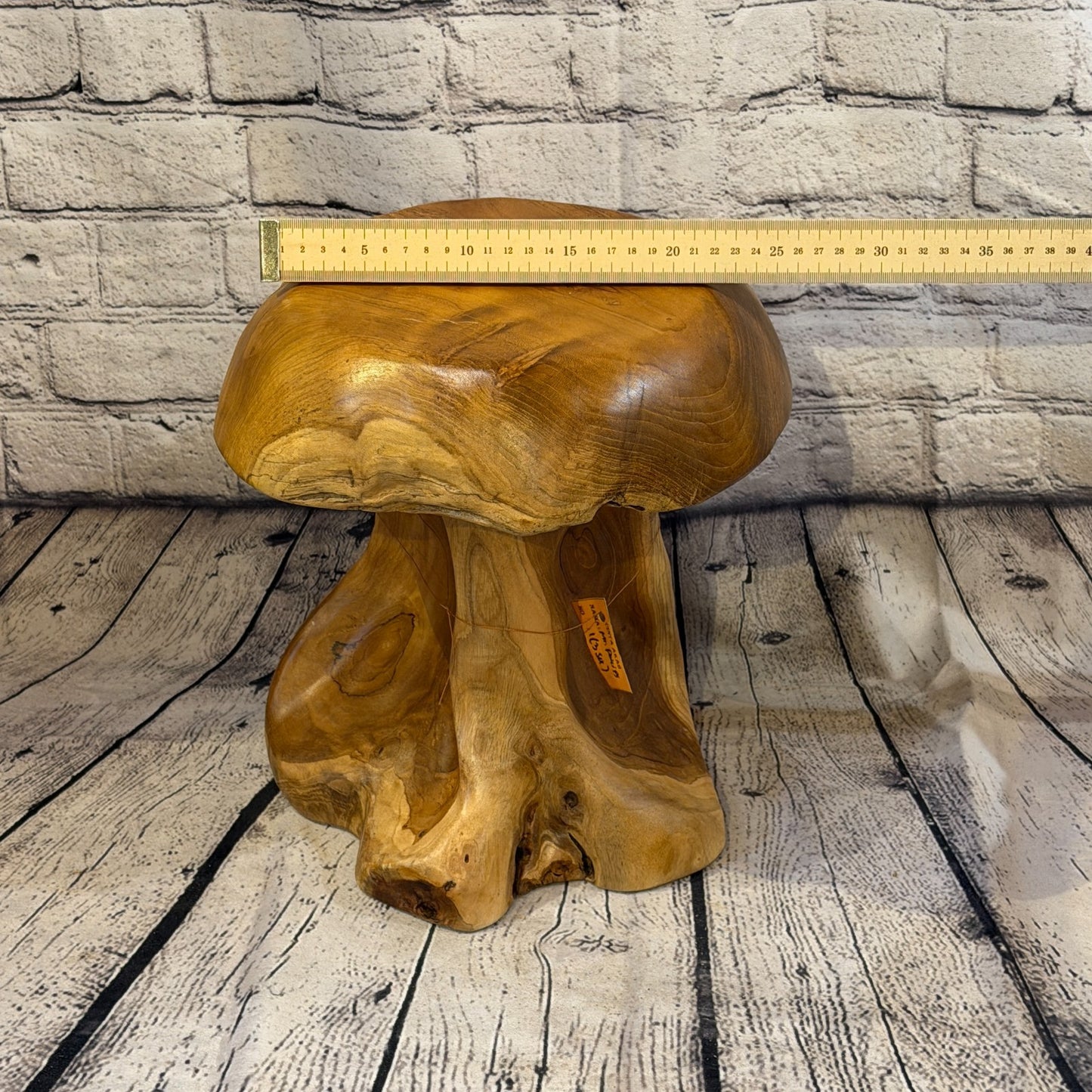30cm x 25cm Flat Wooden Mushroom Toadstool Sculpture Garden Teak Root Ornament6