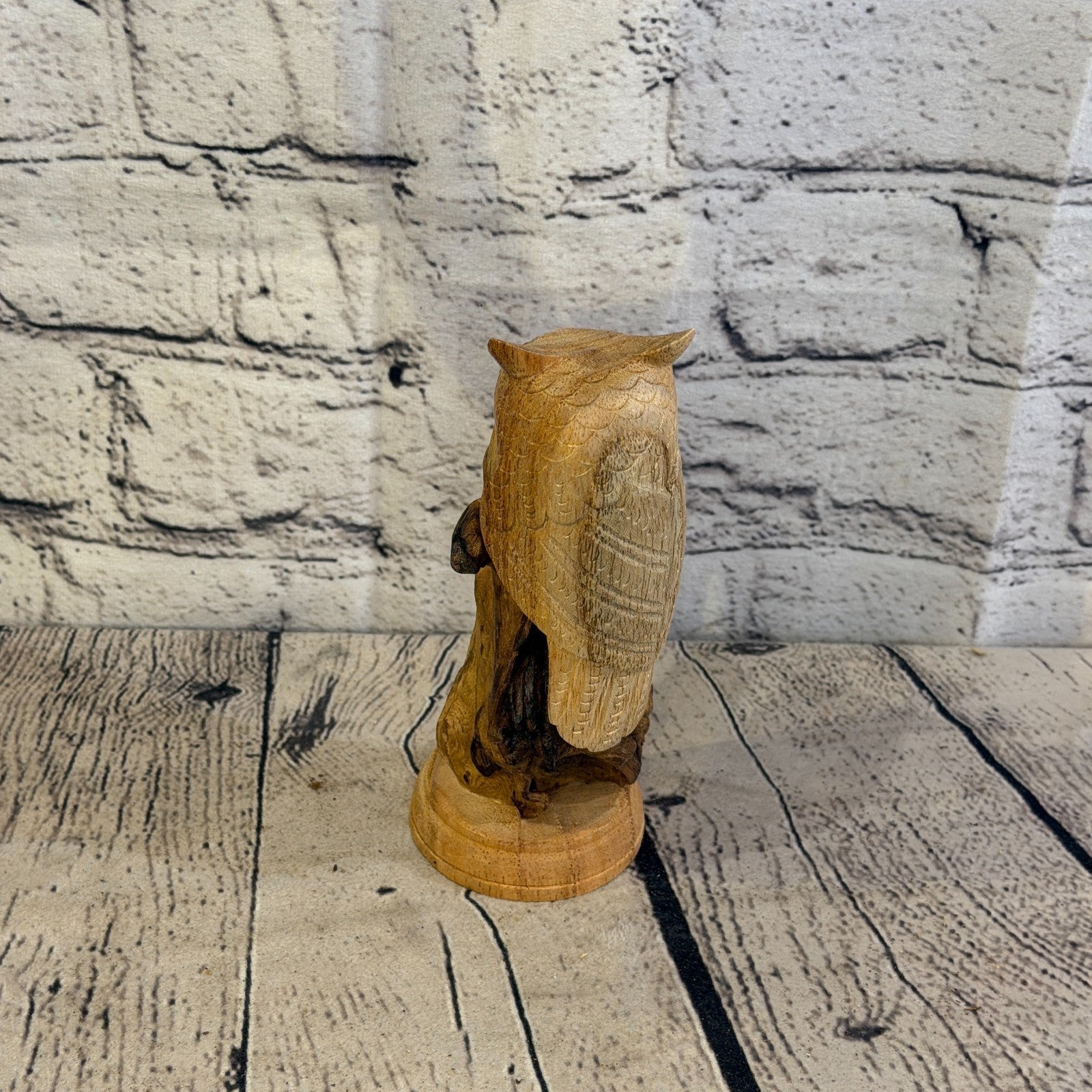 15cm Single Owl Mushroom Parasite Ornament Natural Carving Fair trade Wooden3
