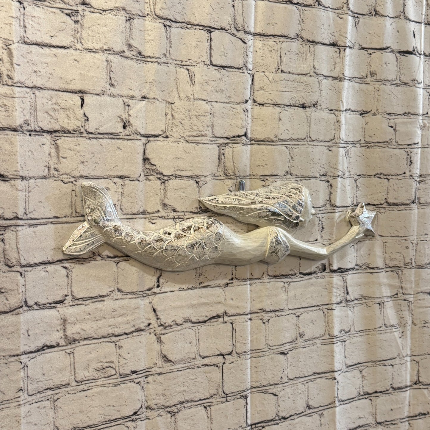 60cm White Wooden Mermaid Wall Decor Beach Art Hanging Mermaid Plaque Nautical1