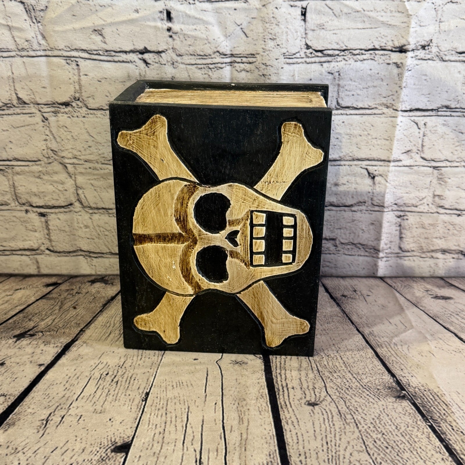 22cm x 18cm x 10cm Book Wood Gothic Skeleton Skull Coffin Jewellery Trinket Box1