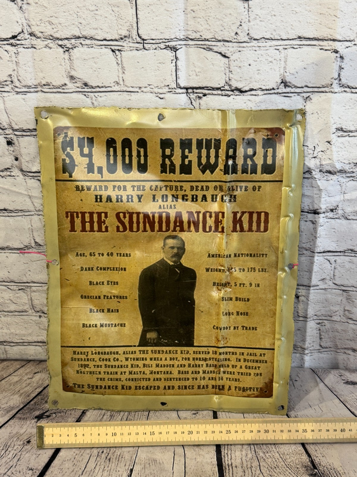 Sundance Kid Wanted Poster Advert Wall Plaque 42cm x 36cm Vintage Retro Tin Sign5