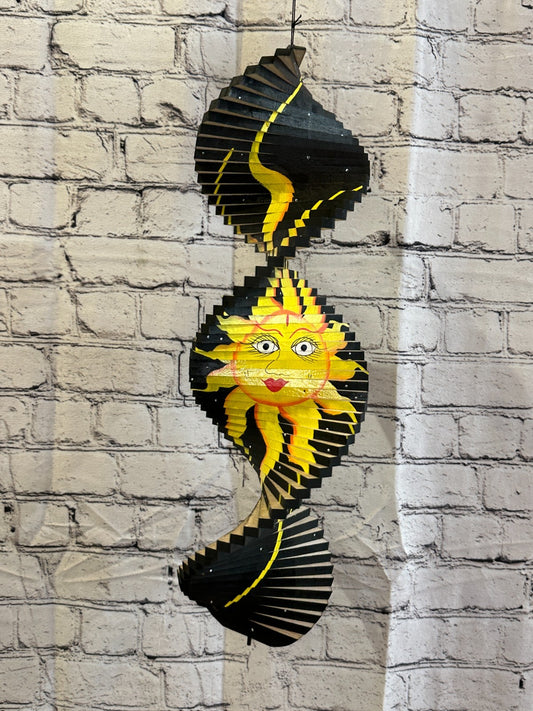 50cm Black Sun Flowers Wind Spinner Wooden Spiral Mobile Garden Ornament0