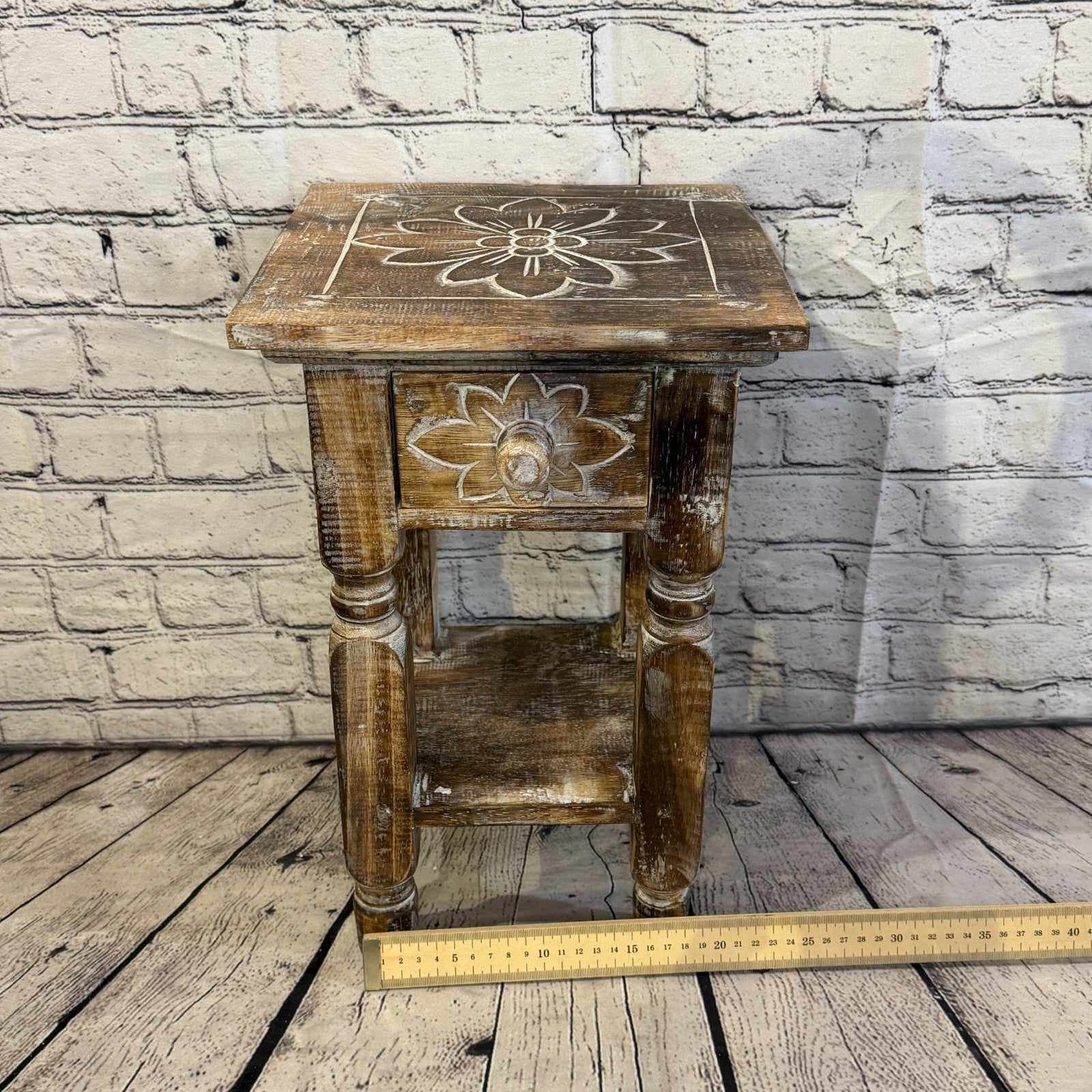 40cm x 27cm Brown Table  Wooden Side Cabinet Living Hallway Storage Furniture7