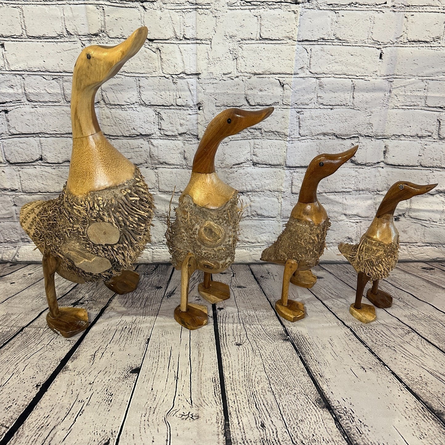 Looking Forward 40cm Tall Wooden Hairy Duckling Baby Duck Bamboo Root Fairtrade7