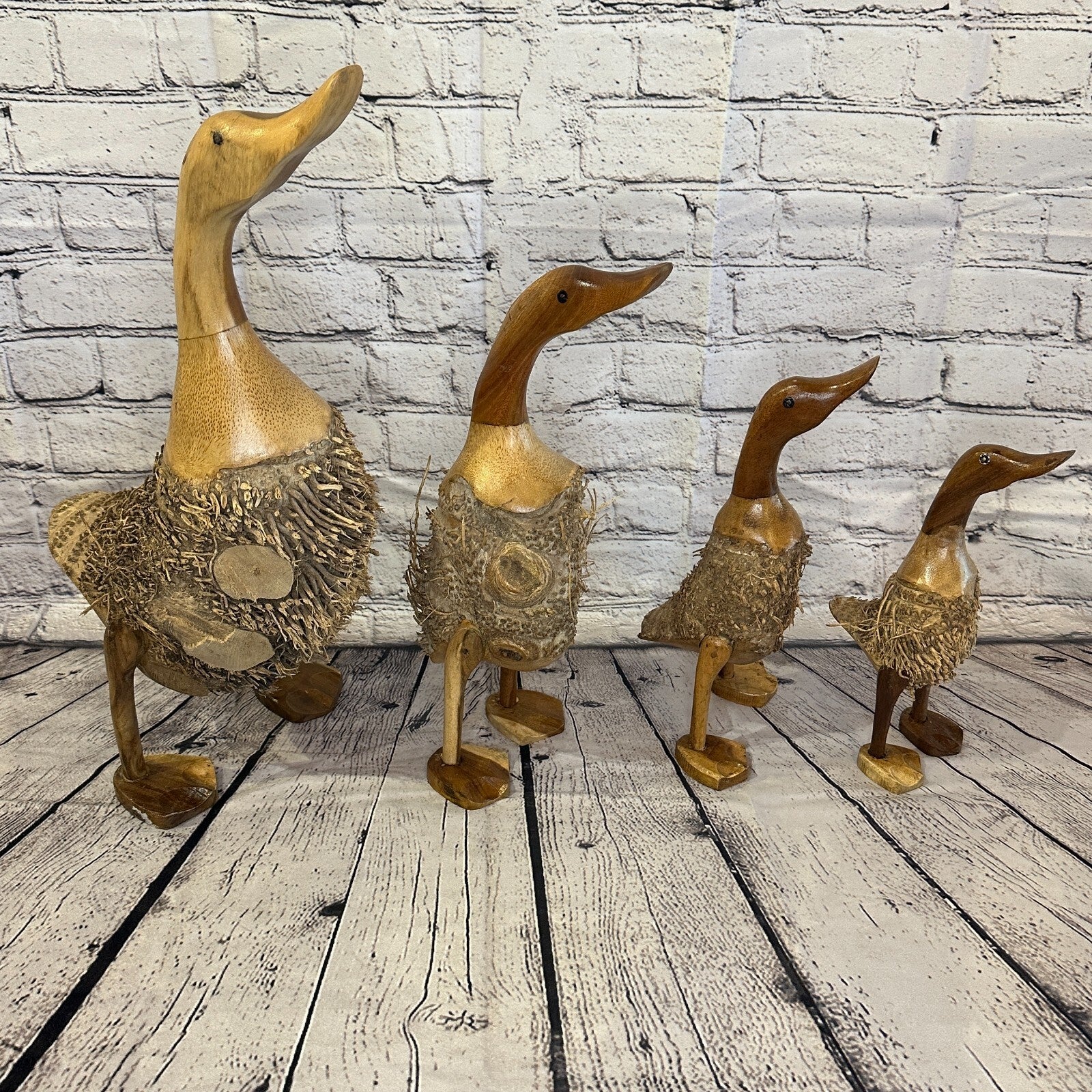 Looking Forward 40cm Tall Wooden Hairy Duckling Baby Duck Bamboo Root Fairtrade7