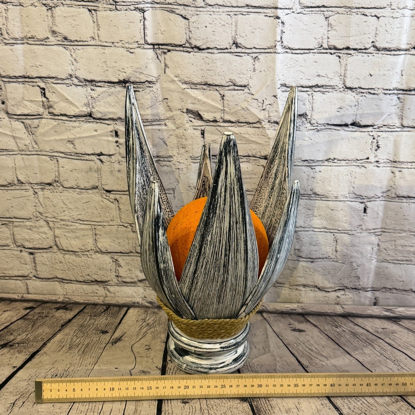 Orange Light Silver Natural 40cm Tall Leaf Lamp Twist LED UK Mains Plug Desig 115