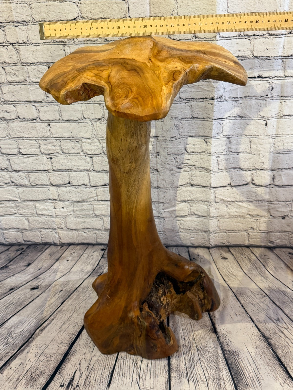 80cm x 40cm Dome Wooden Mushroom Toadstool Sculpture Garden Teak Root Ornament3