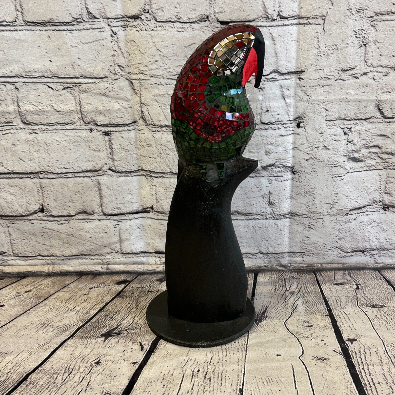 30cm Mosaic Parrot Bird Ornament Statue Fair Trade Handmade Carved Wood Design 31