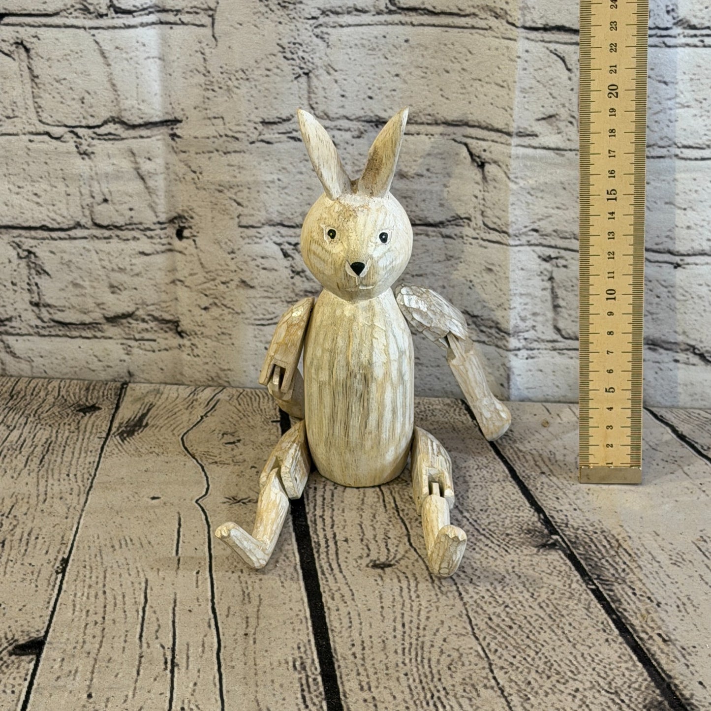 20cm Brown Bunny Rabbit Sitting Animal, Wooden Shelf Ornament Handmade Fairtrade5