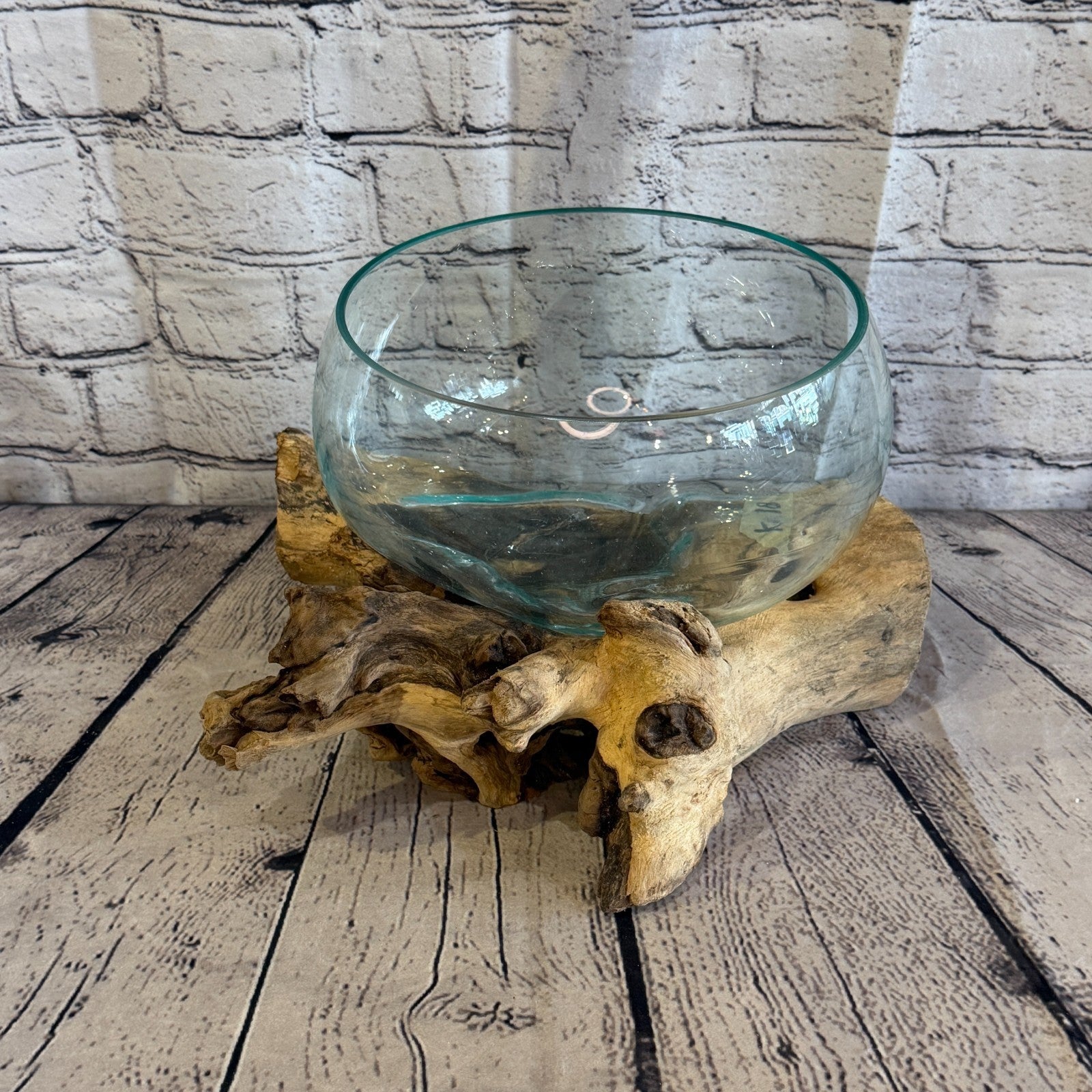 20cm Tall Fruit Bowl Colour Melted Glass Wood Decorative Vase Glass Sculpture2