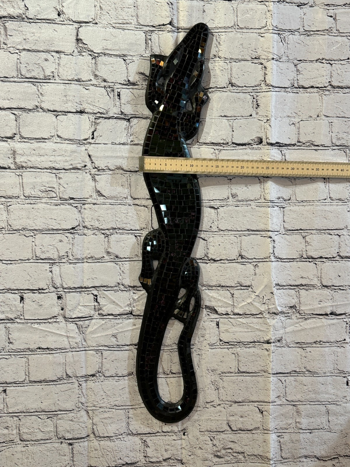 80cm Gecko Purple Mosaic Wall Hanging Wooden Ornaments Wood Carving3