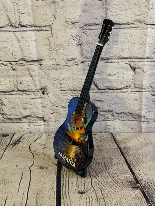 Miniature 25cm Guitar Jamaica Acoustic Guitar on Stand Band Gift Display0