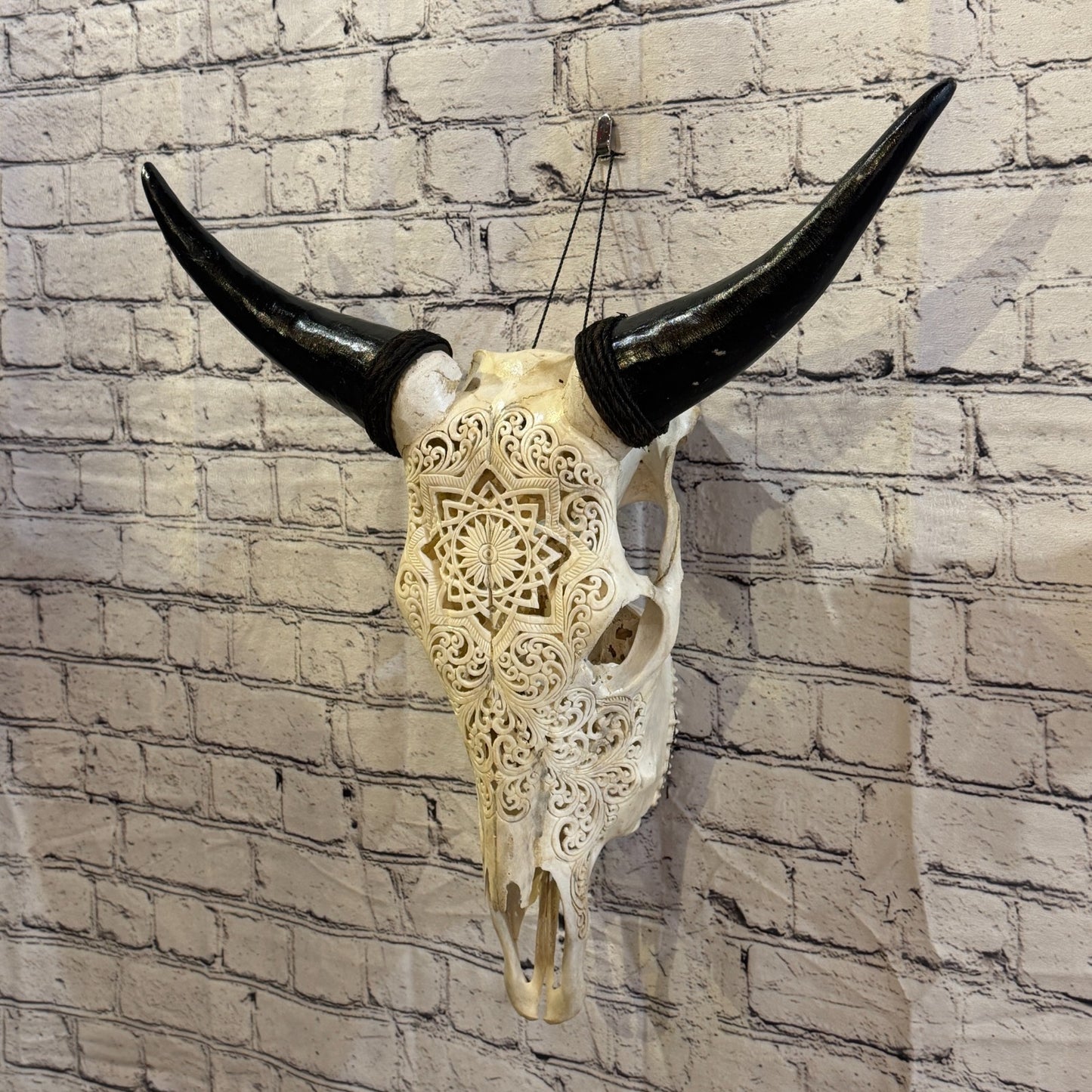 50cm Carved Buffalo Ram Wild Replica Skulls Wall Hanging Carved Design 31