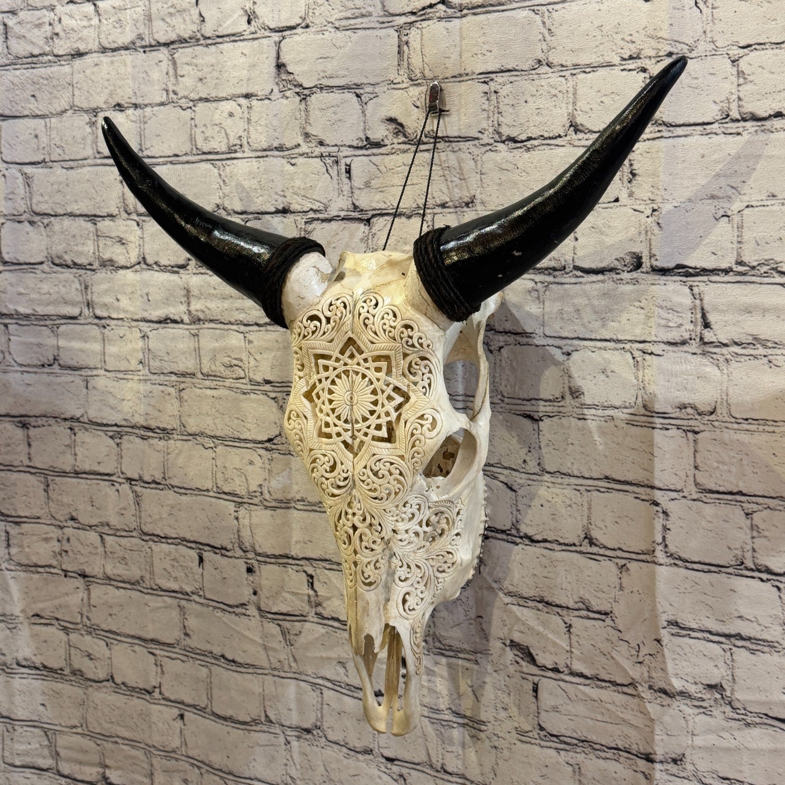 50cm Carved Buffalo Ram Wild Replica Skulls Wall Hanging Carved Design 31
