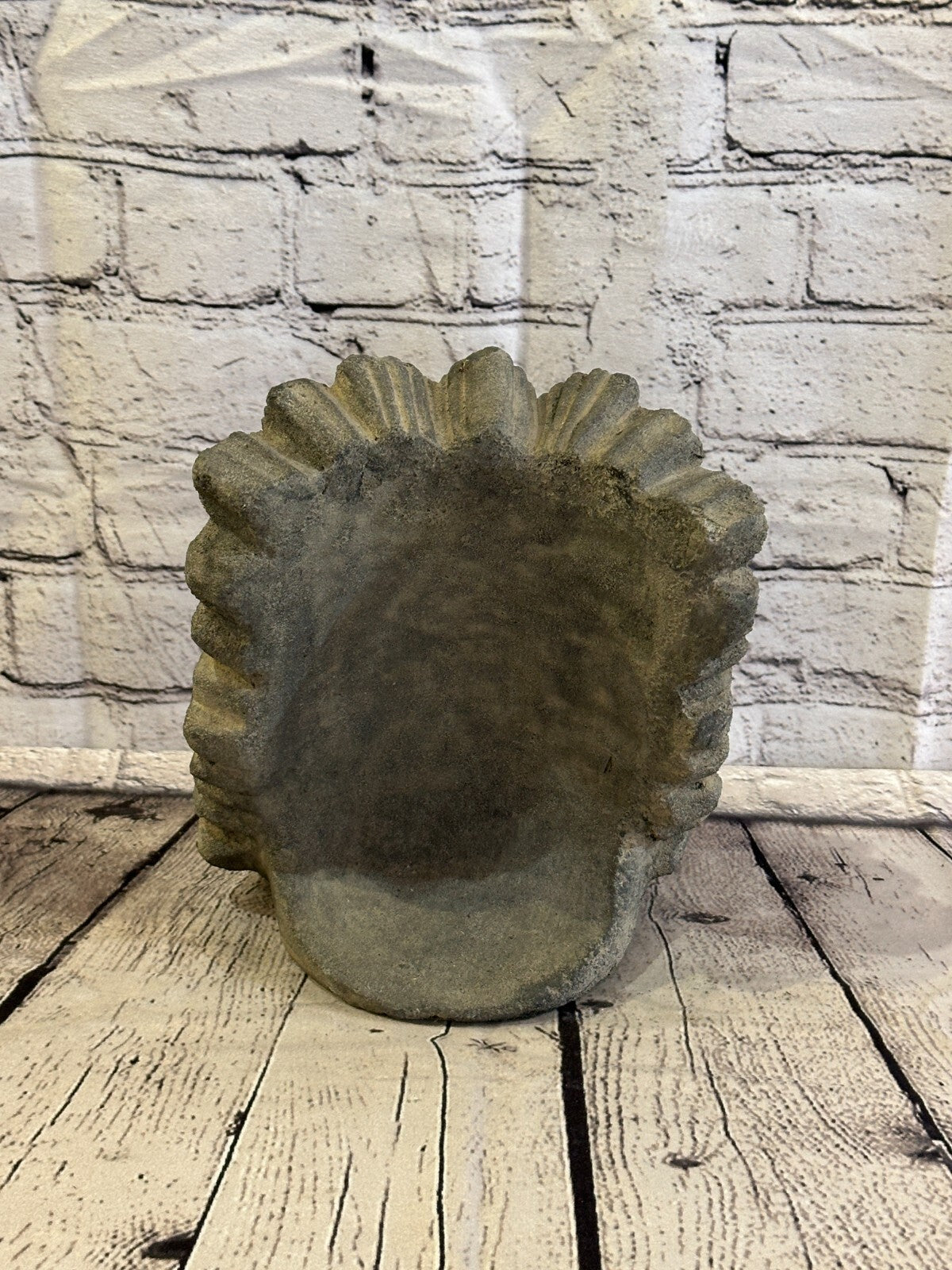 Green Man Pattern Stone Garden 20cm x 18cm Ornament Outdoor Indoor Statue Hindu6