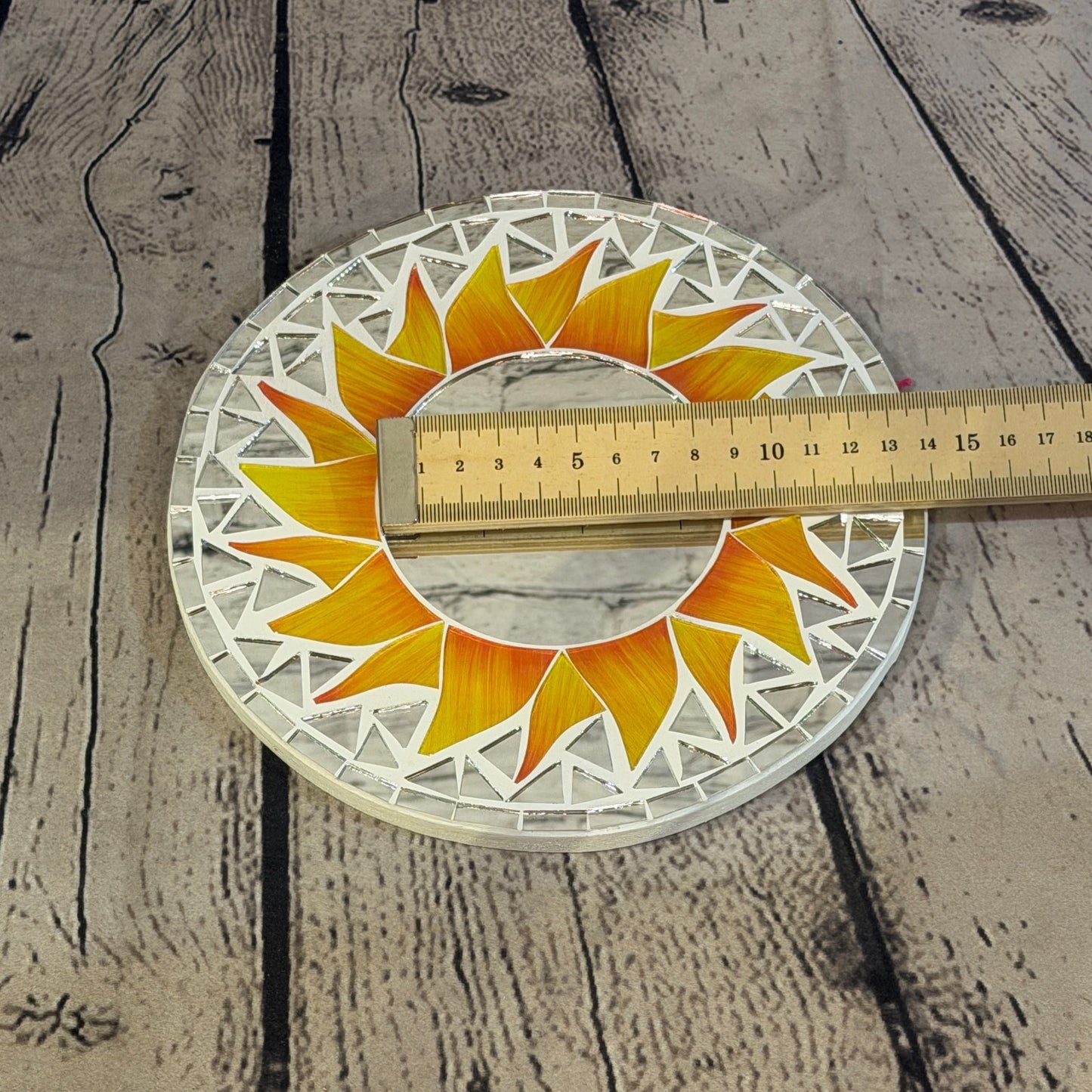 Orange Sun Flame Mosaic Tile Wall Mirror 20cm x 20cm 8 Inches Handmade5