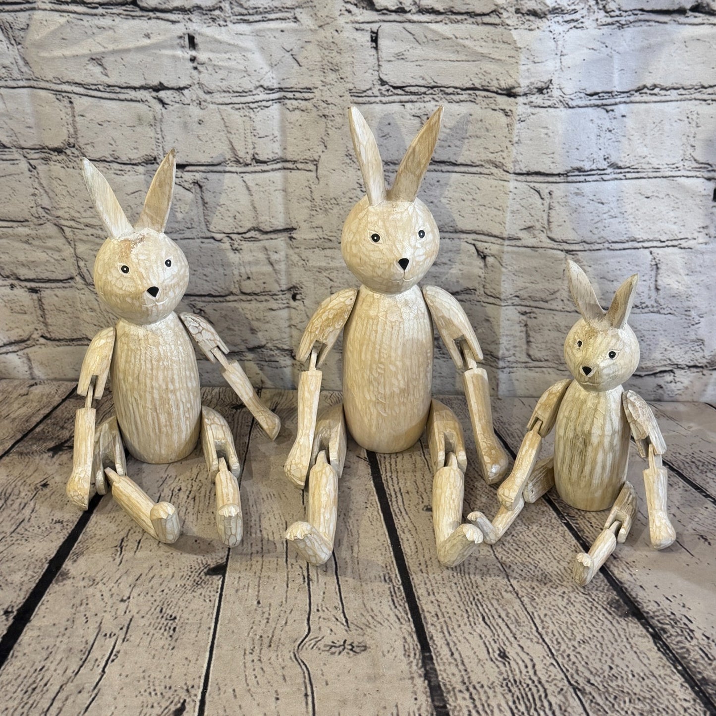 25cm Brown Bunny Rabbit Sitting Animal, Wooden Shelf Ornament Handmade Fairtrade8