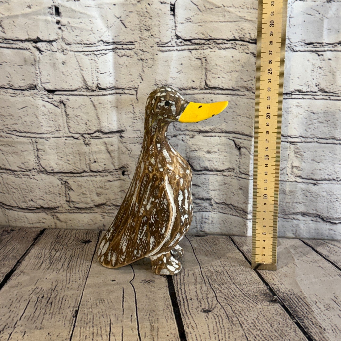 Looking Forward 25cm Tall Wooden Brown Duckling Baby Duck Shabby Wood Fairtrade6
