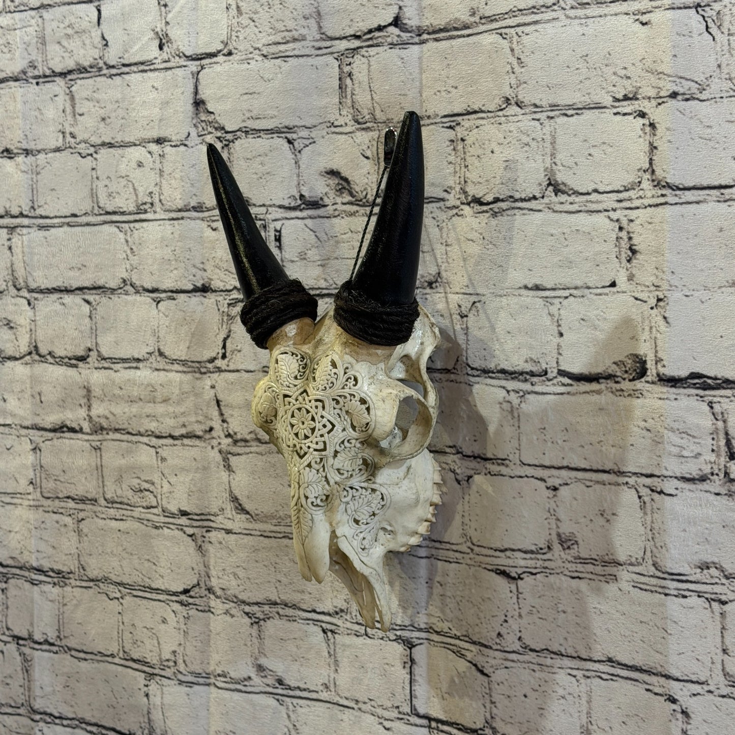 30cm Carved Buffalo Ram Wild Replica Skulls Wall Hanging Carved Stand Design 51
