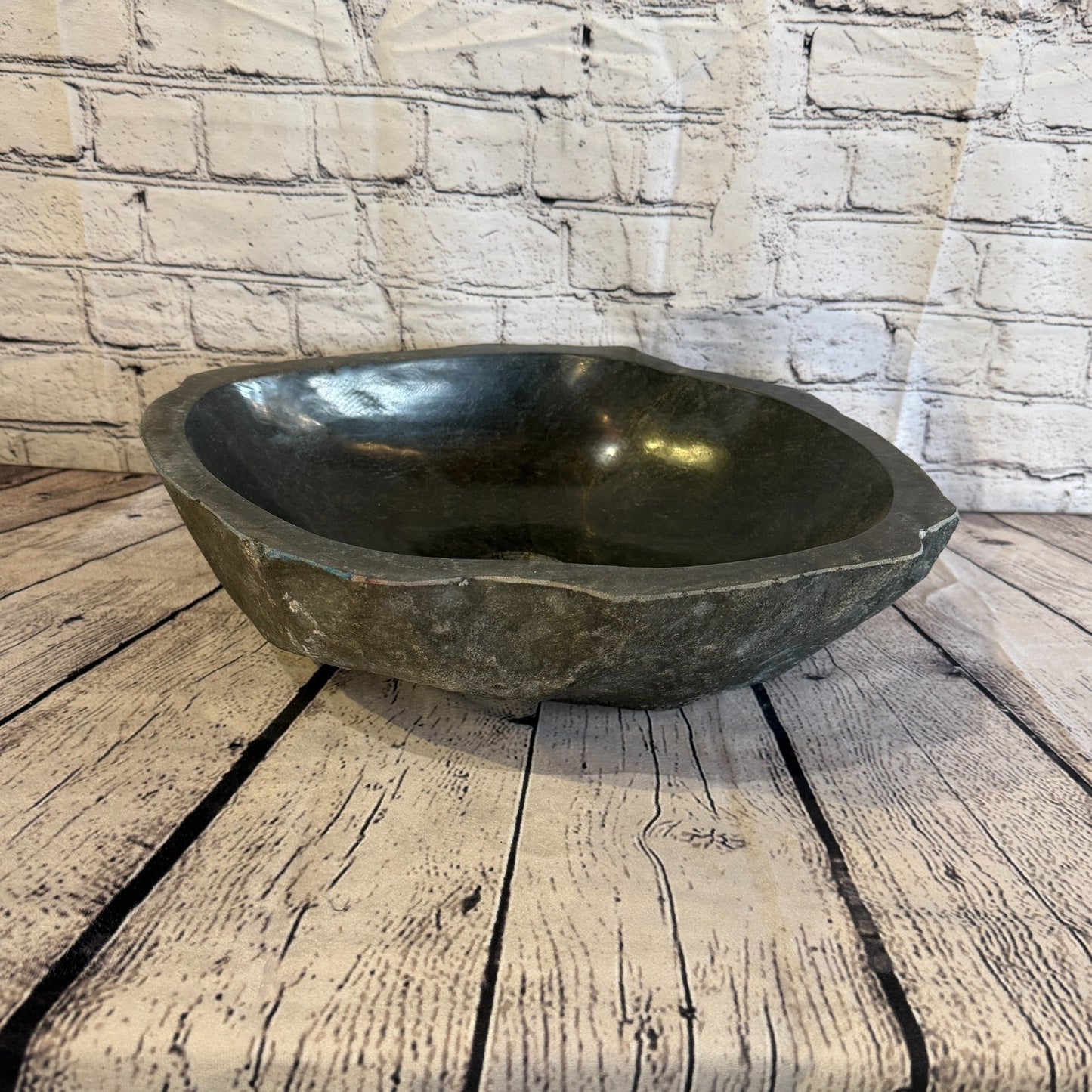 40cm x 34cm Wash Basin Bathroom Counter Top Washing River Stone Bowl Sink No 42