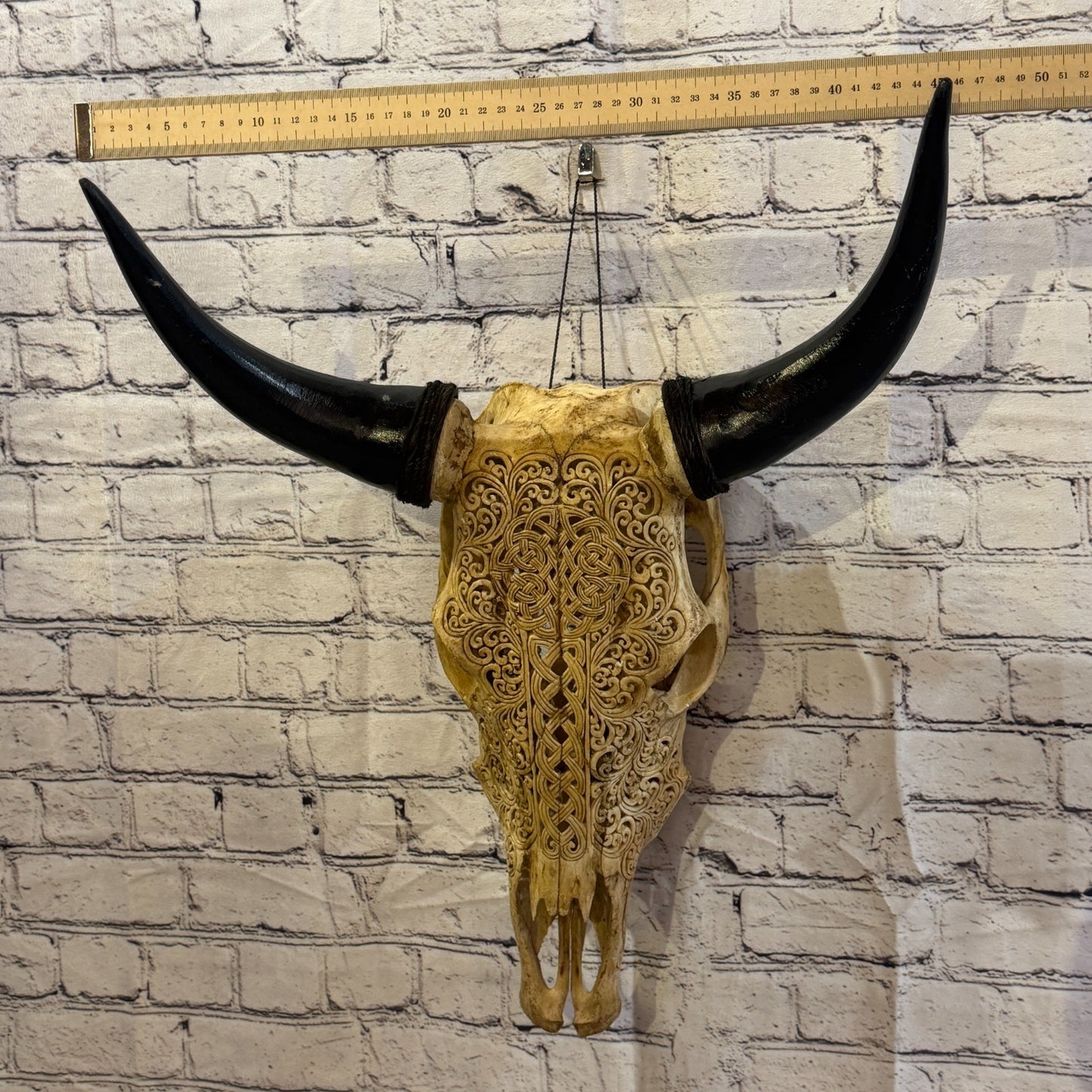 50cm Carved Buffalo Ram Wild Replica Skulls Wall Hanging Carved Design 64