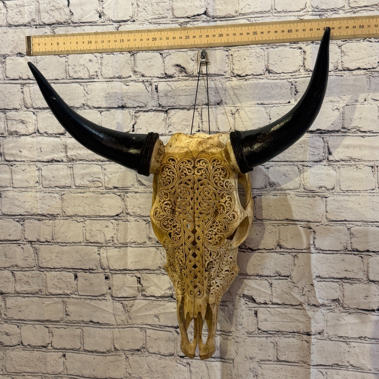 50cm Carved Buffalo Ram Wild Replica Skulls Wall Hanging Carved Design 64