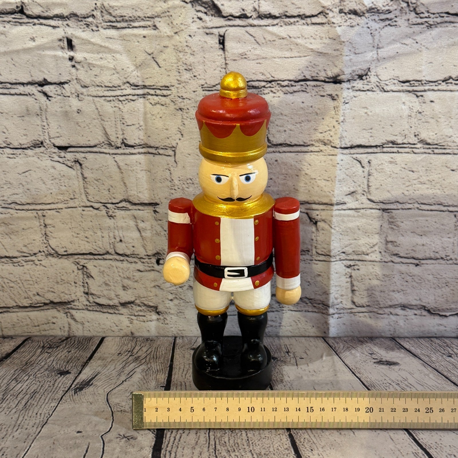 30cm Red Top Hat Nut Cracker Soldier Handcrafted Wood Xmas Christmas Ornament6