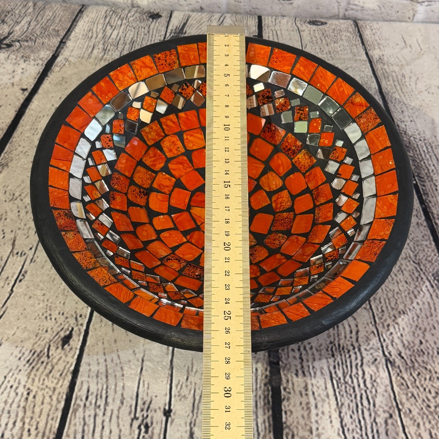 28cm Orange Round Mirror Mosaic Handmade Ceramic Glass Tile Bowl Fruit2
