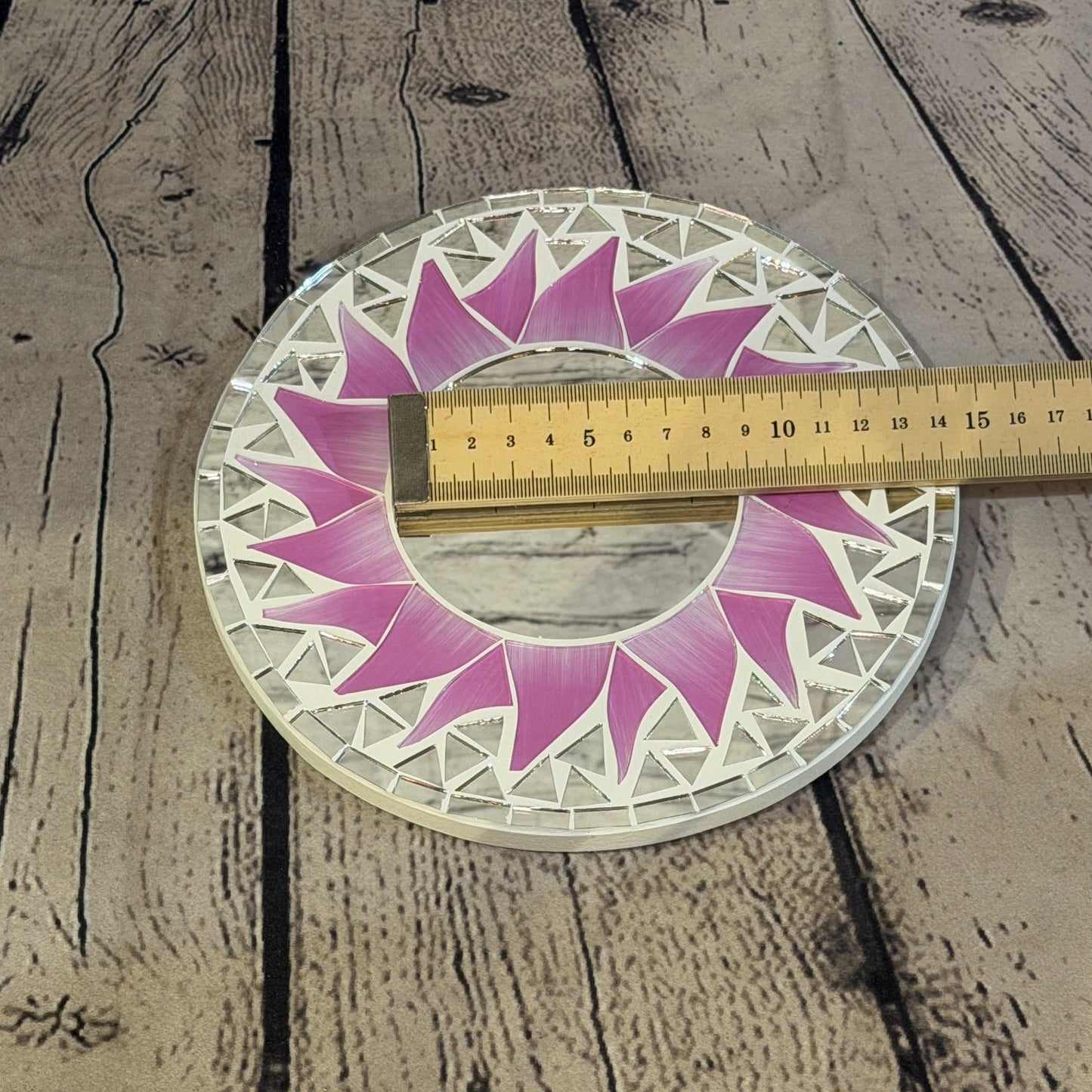 Pink Sun Flame Mosaic Tile Wall Mirror 20cm x 20cm 8 Inches Handmade5