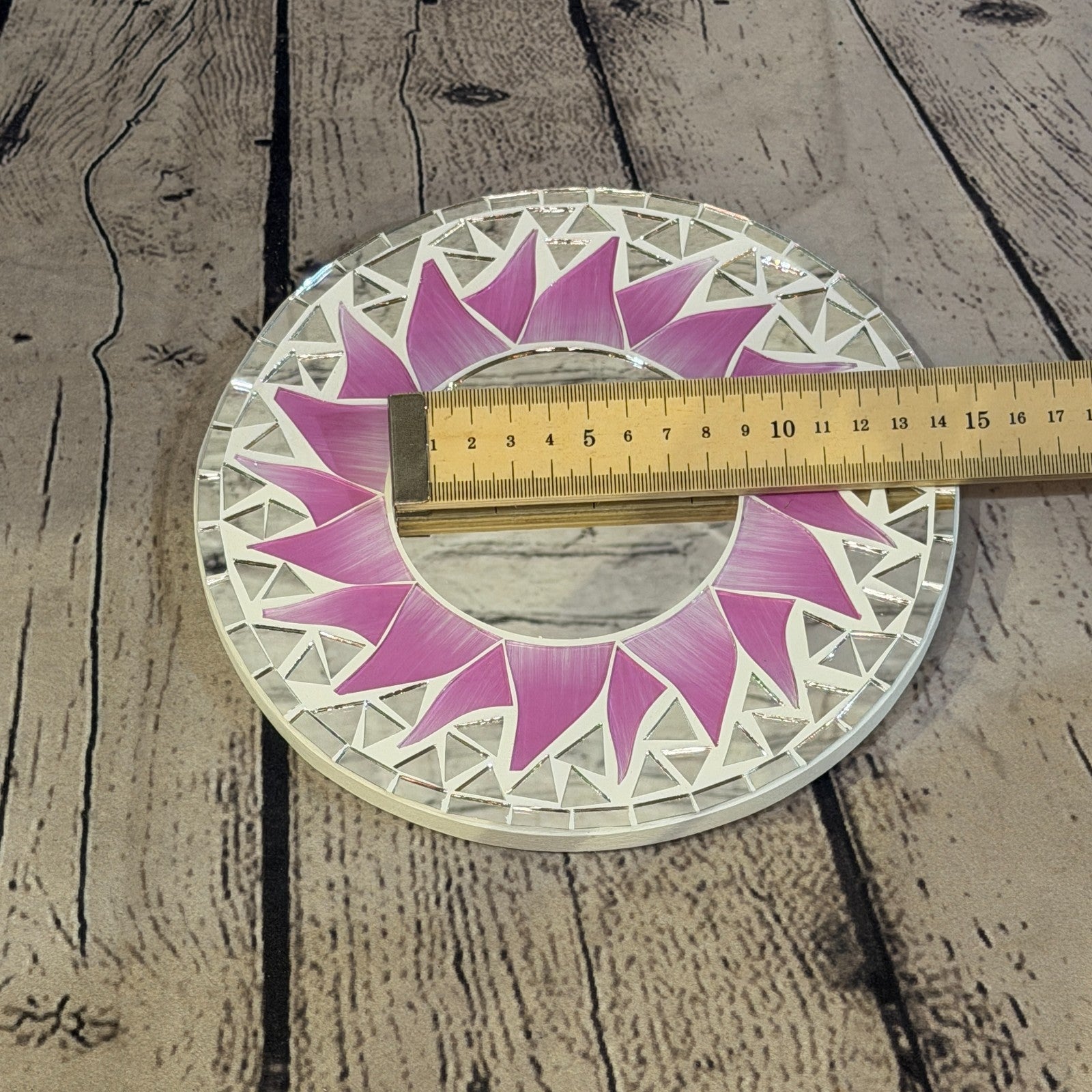 Pink Sun Flame Mosaic Tile Wall Mirror 20cm x 20cm 8 Inches Handmade5