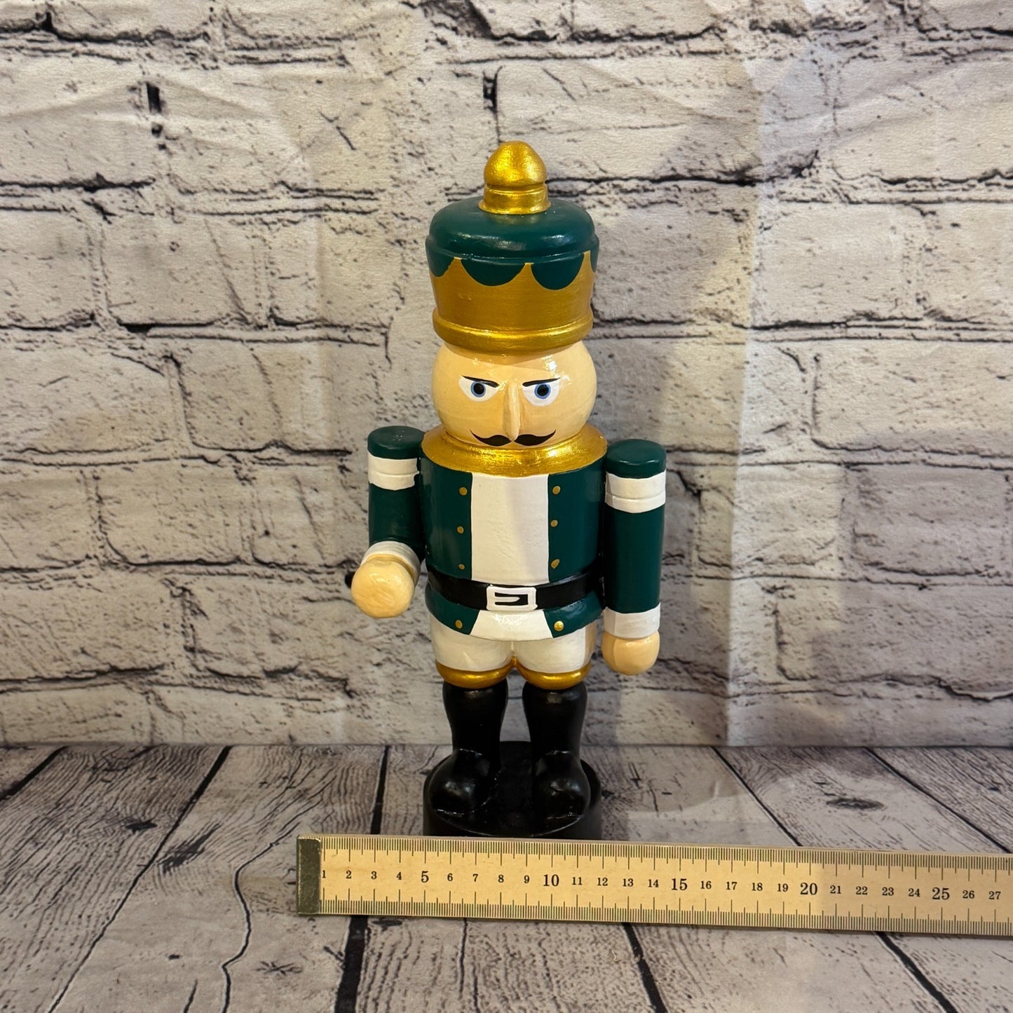 30cm Green Top Hat Nut Cracker Soldier Handcrafted Wood Xmas Christmas Ornament6