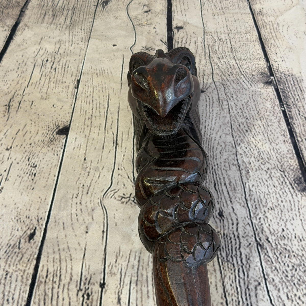 Dragon Head 140cm Tribal African Walking Stick Staff Cane Hand Carved Dark Wood5
