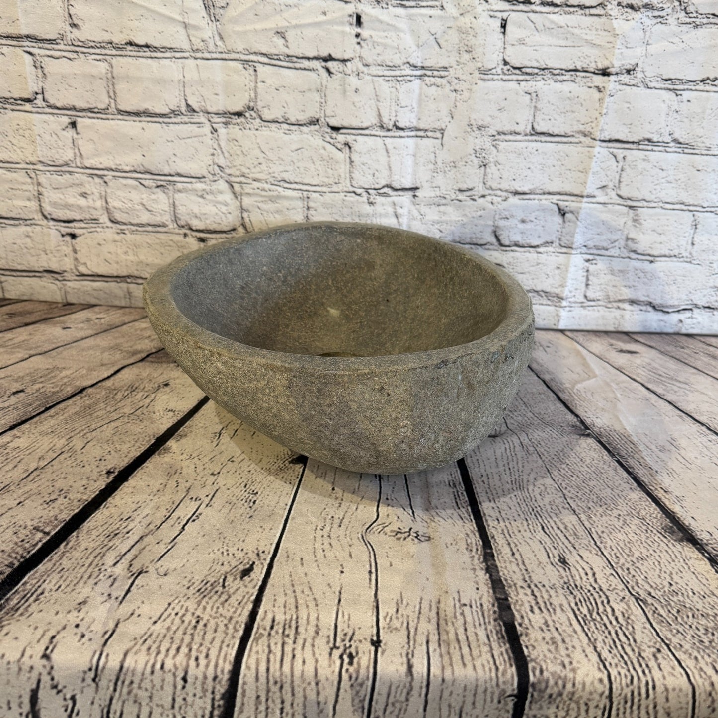 33cm x 29cm Wash Basin Bathroom Counter Top Washing River Stone Bowl Sink No 23