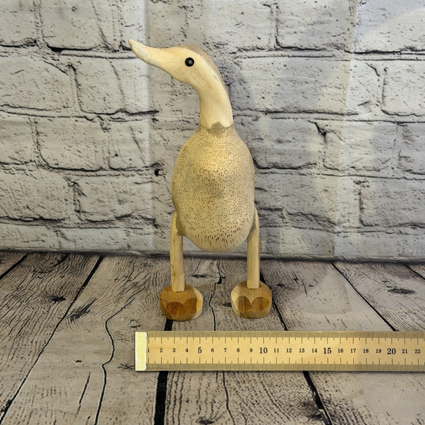Looking Right 25cm Tall Wooden Smooth Duckling Baby Duck Bamboo Root Fairtrade8