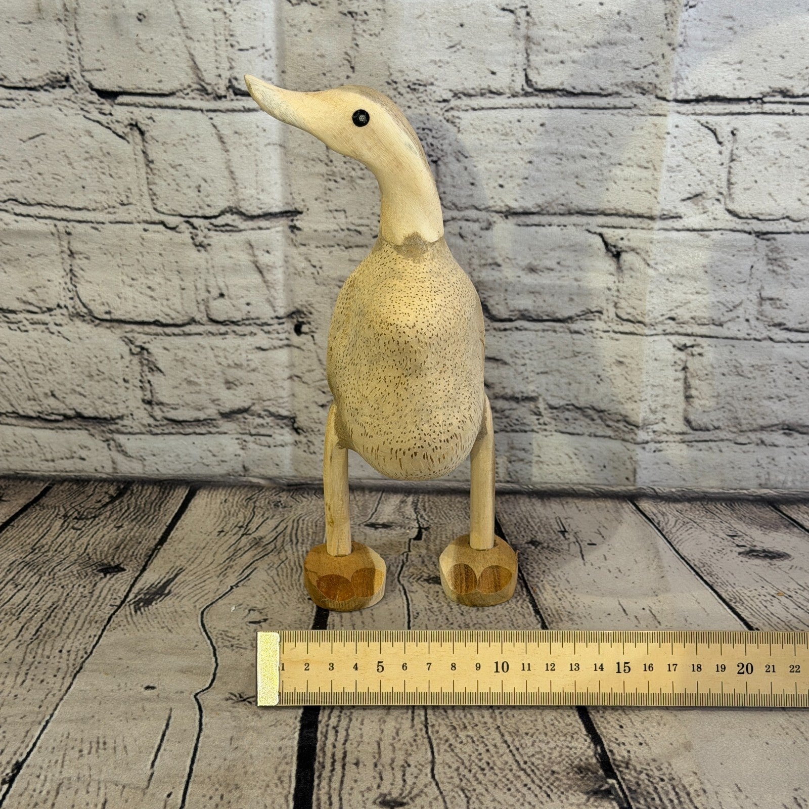 Looking Right 25cm Tall Wooden Smooth Duckling Baby Duck Bamboo Root Fairtrade8