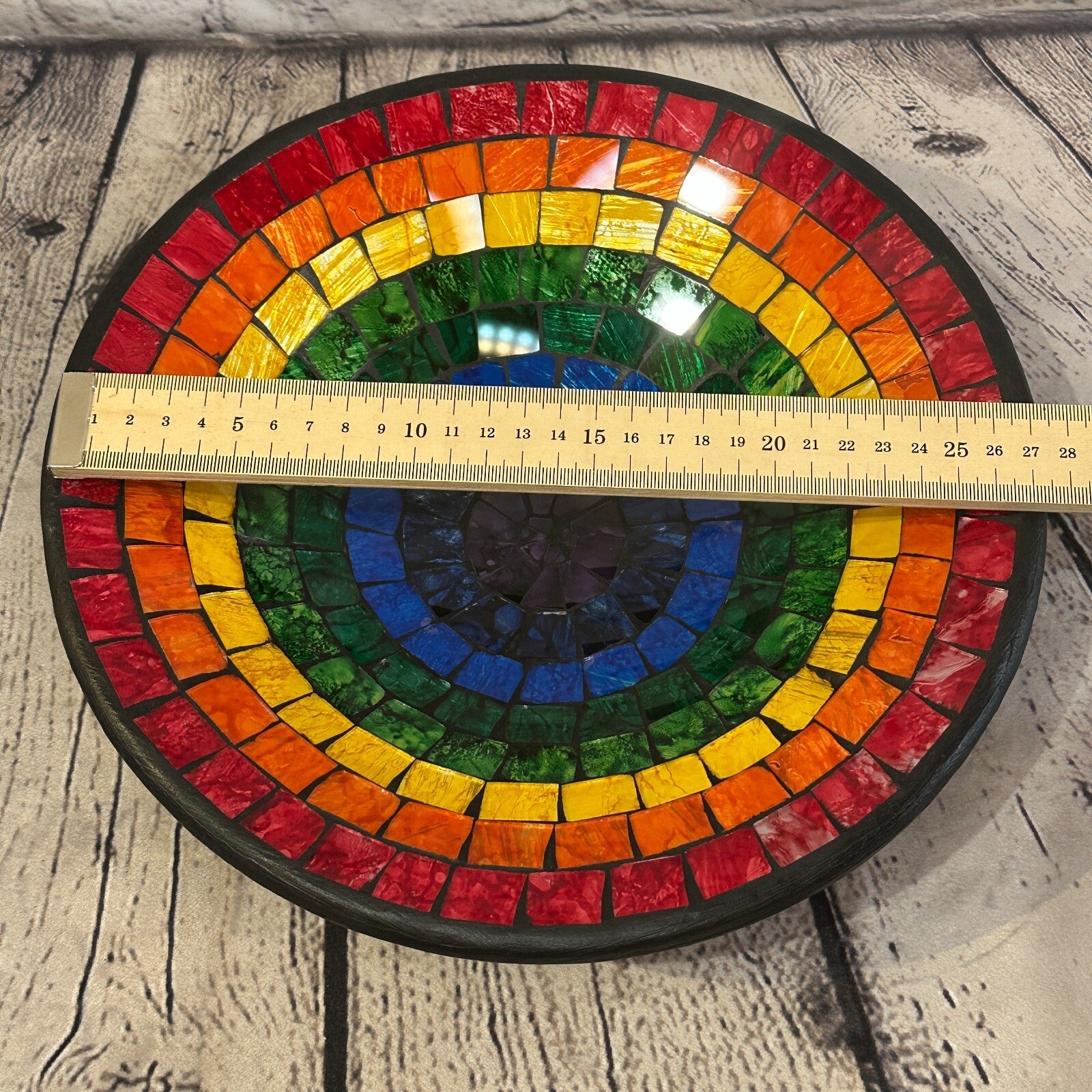 28cm Rainbow Eye Round Mosaic Handmade Ceramic Glass Tile Bowl Fruit1
