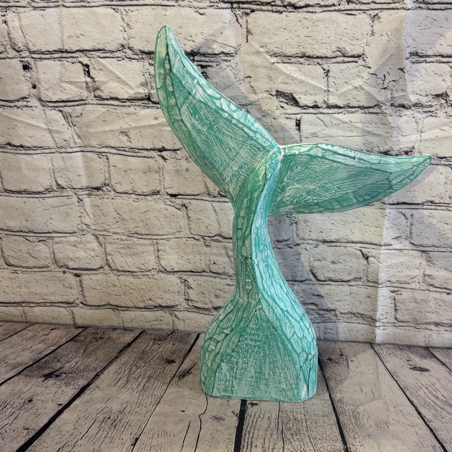 40cm x 40cm Whale Tail Green Fish Wood Coastal Ocean Bathroom Decoration4