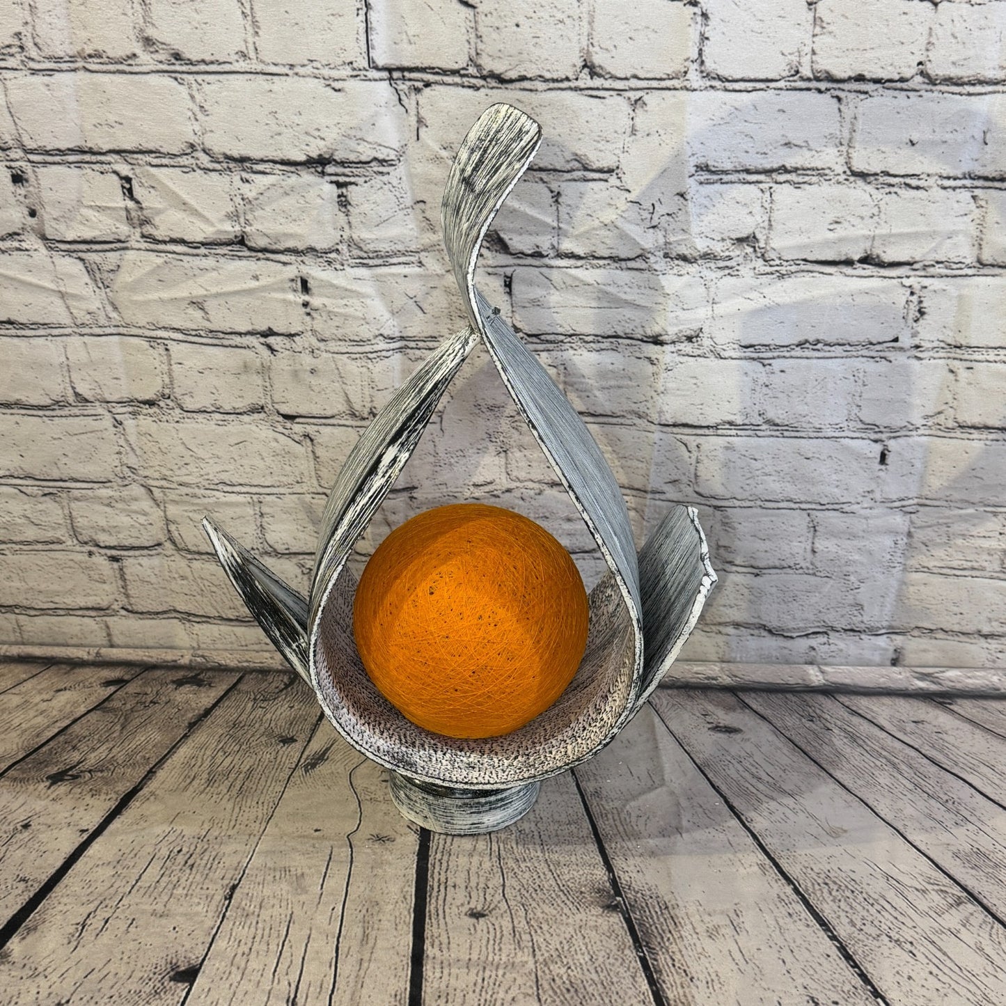 Orange Light Silver Natural 45cm Tall Leaf Lamp Twist LED UK Mains Plug Design 81