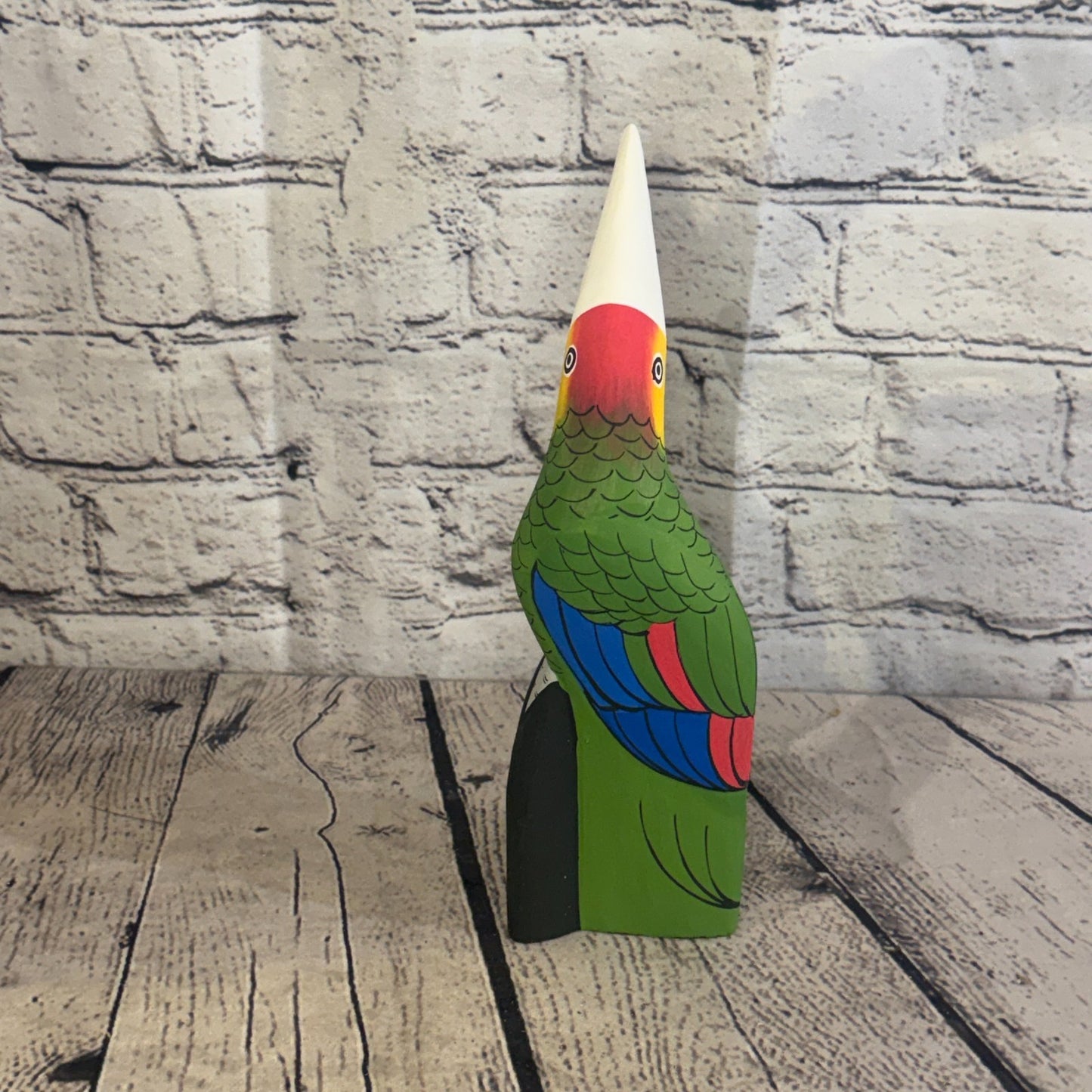 20cm Bright Green Toucan Bird Ornament Statue Fair Trade Hand Made Carved Wood5