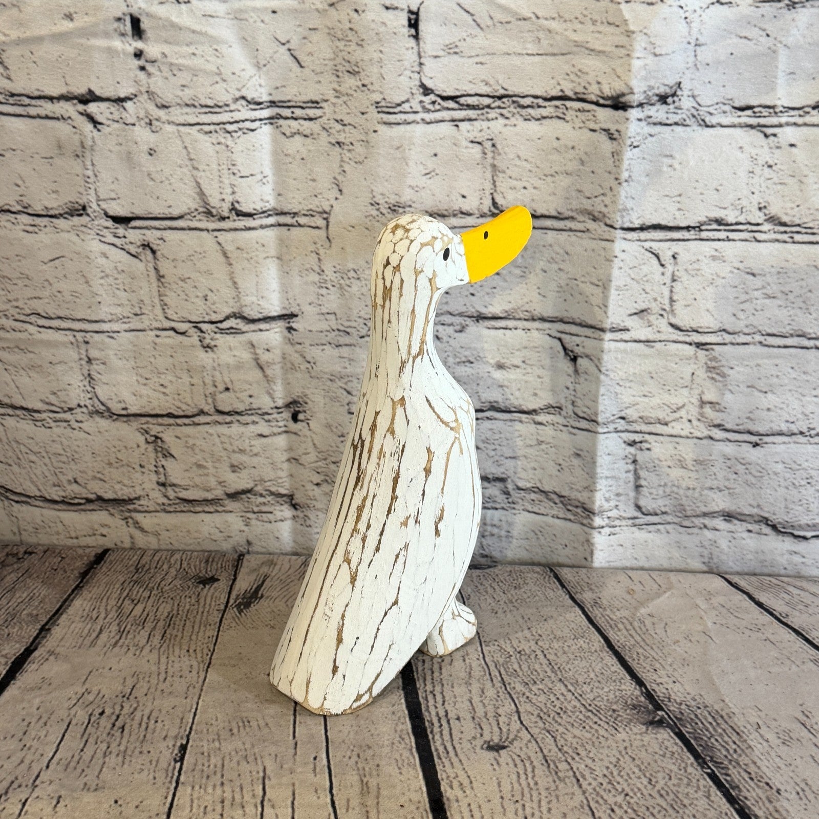 Looking Forward 25cm Tall Wooden White Duckling Baby Duck Shabby Wood Fairtrade4