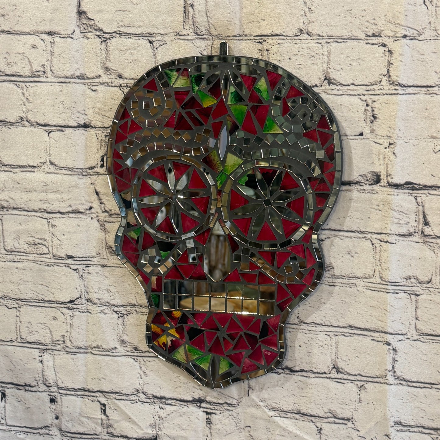 Red Skull Mosaic Tile Wall Mirror 40cm x 28cm 16 Inches Handmade New0