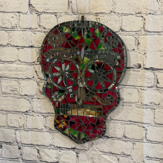 Red Skull Mosaic Tile Wall Mirror 40cm x 28cm 16 Inches Handmade New0