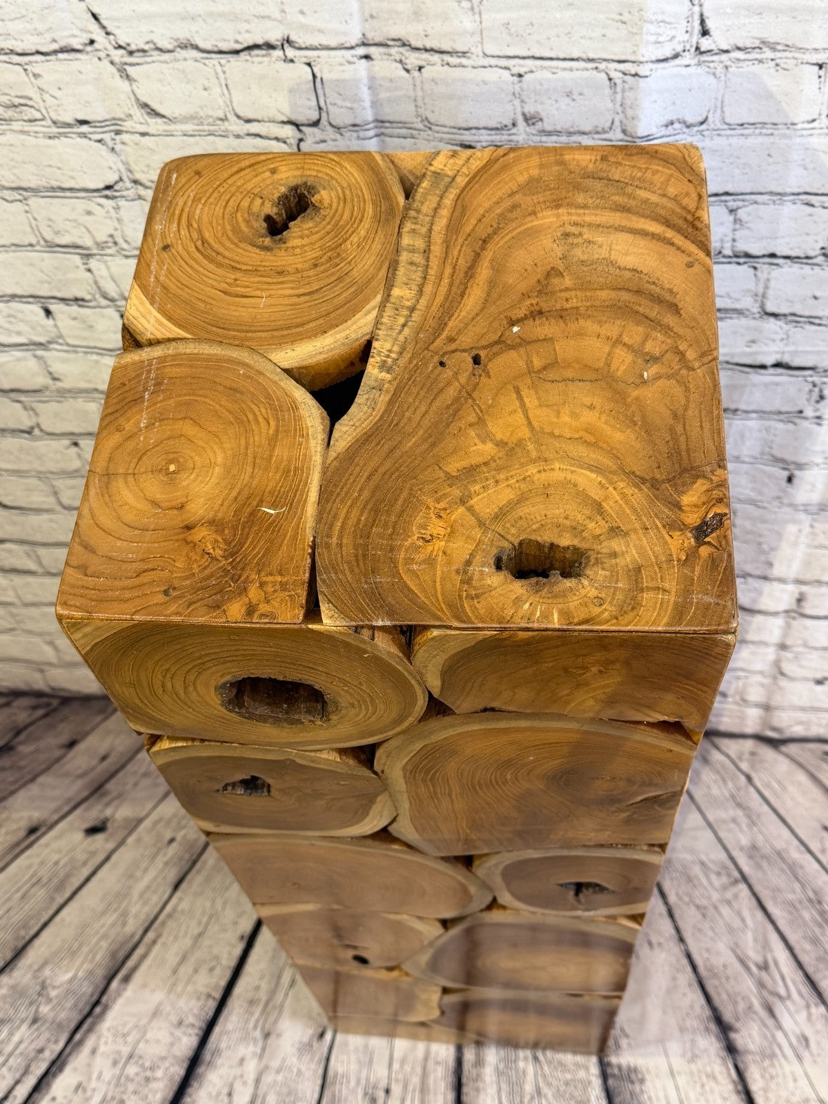 100cm x 30cm x 30cm Wooden Teak Wood Slice Cube Table Sculpture Root Ornament6