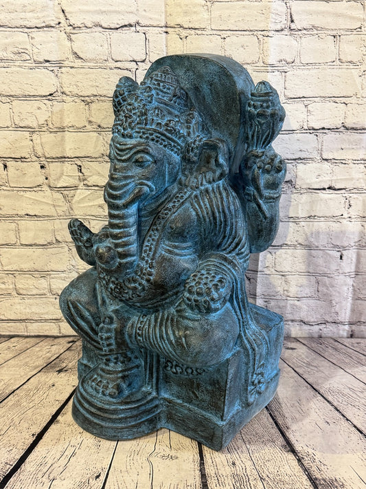 Blue 60cm x 35cm Thai Ganesha God On Base Hollow Statue Resin Hindu0