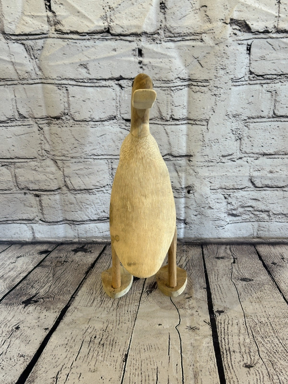 Looking Back 30cm Tall Wooden Hairy Duckling Baby Duck Bamboo Root Fairtrade2