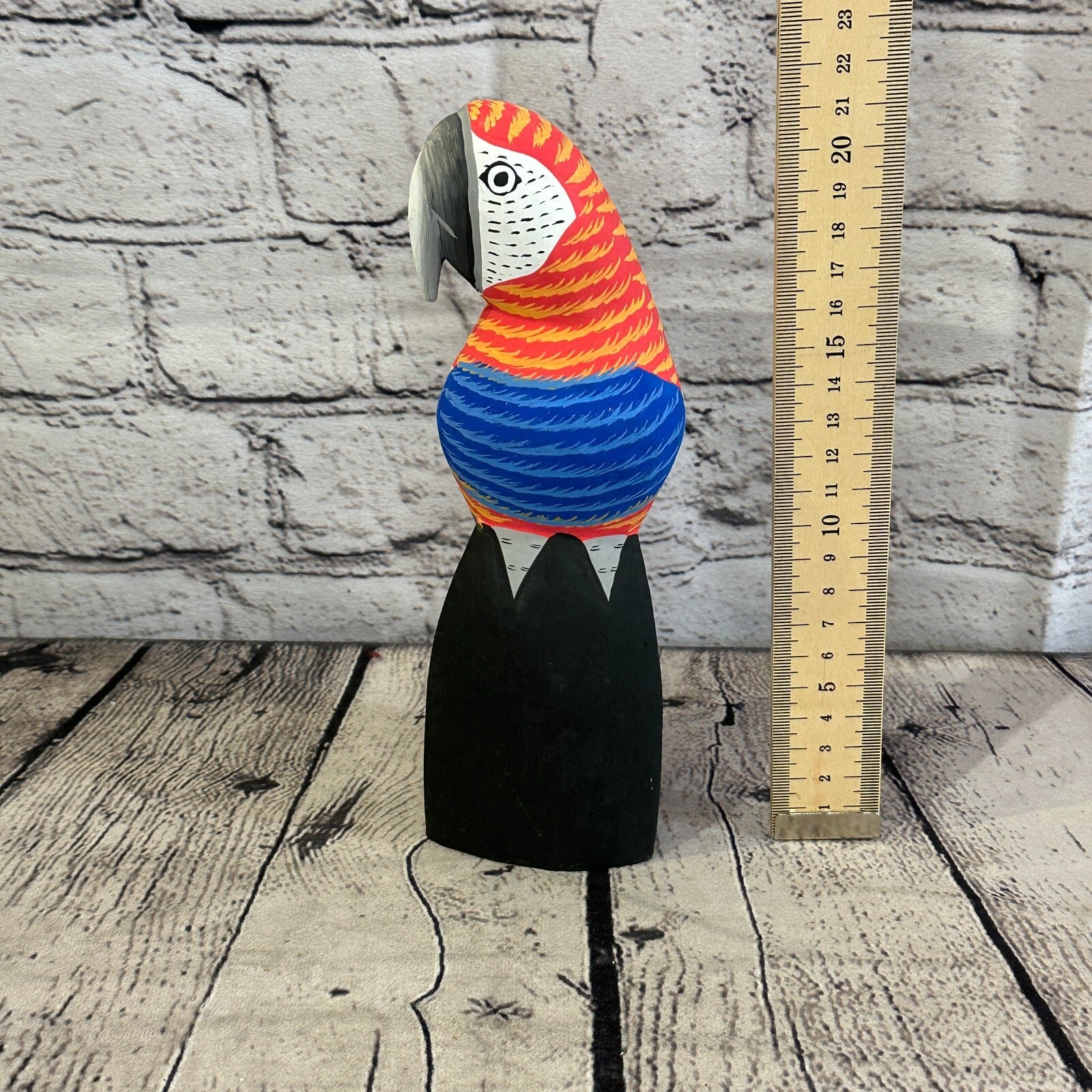 20cm Red Parrot Bird Ornament Statue Fair Trade Hand Made Carved Wood7