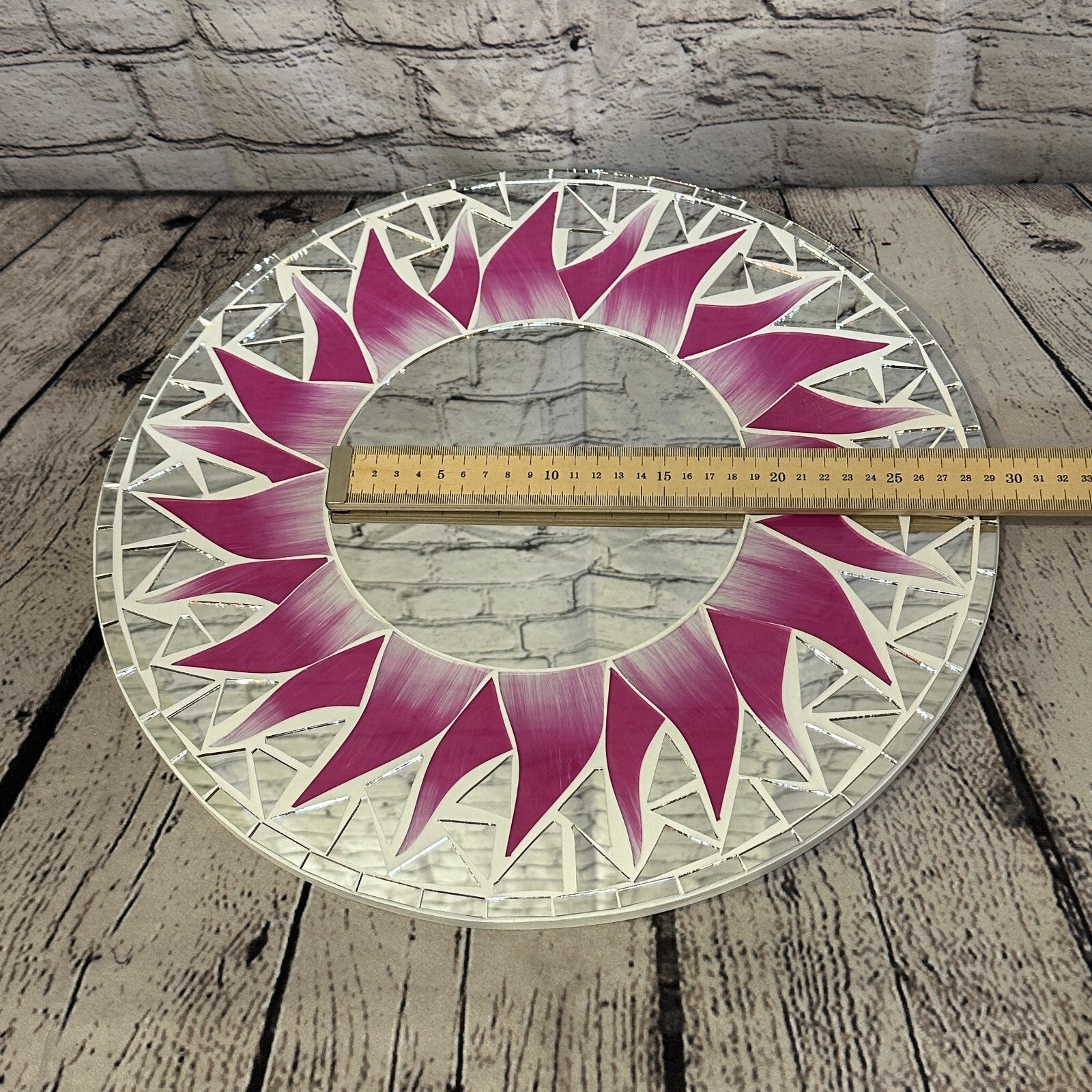 Pink Flame Sun Mosaic Tile Wall Mirror 40cm x 40cm 16 Inches Handmade New5